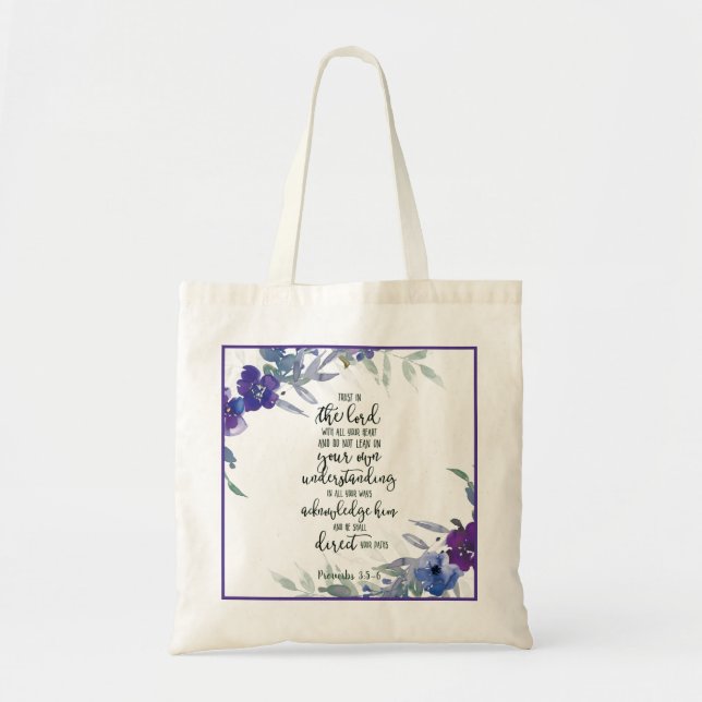 Bolsa Tote Confie no Senhor floral (Frente)