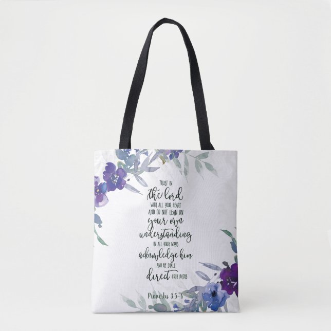 Bolsa Tote Confie no Senhor floral  (Frente)