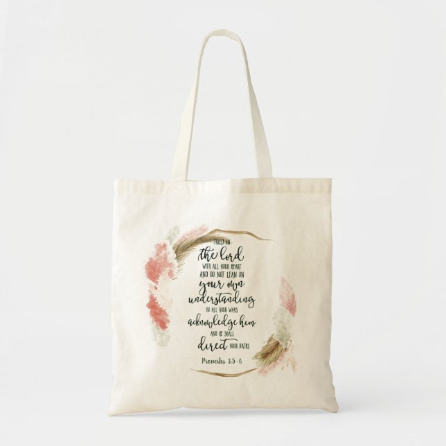 Bolsa Tote Confie no Senhor floral (Frente)