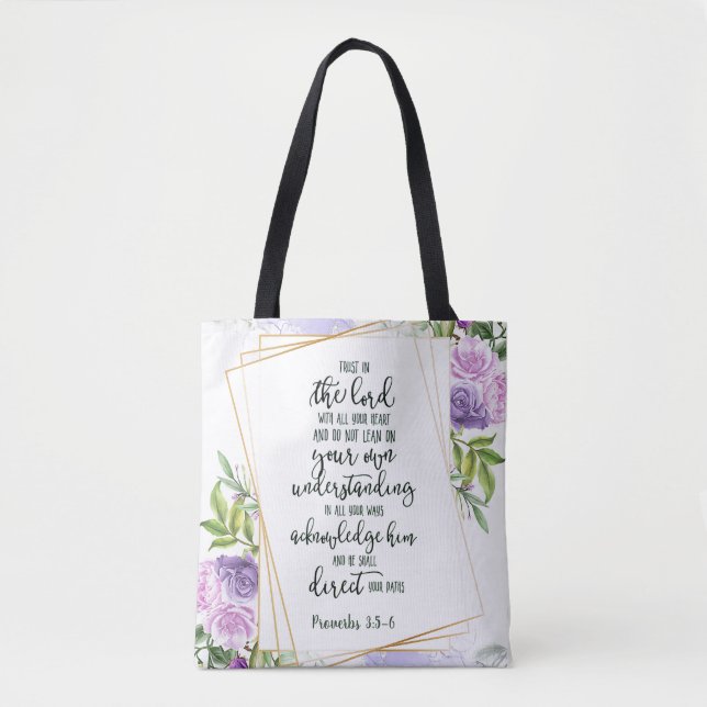 Bolsa Tote Confie no Senhor floral (Frente)