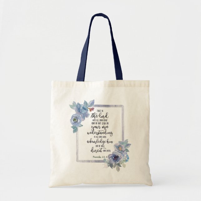 Bolsa Tote Confie no Senhor floral (Frente)