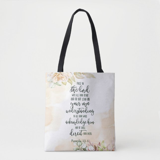 Bolsa Tote Confie no Senhor floral (Frente)