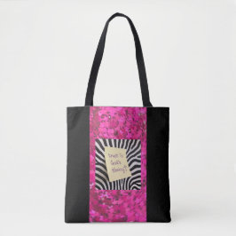 Bolsa Tote Confie no Tempo de Deus zebra rosa brilho y2k