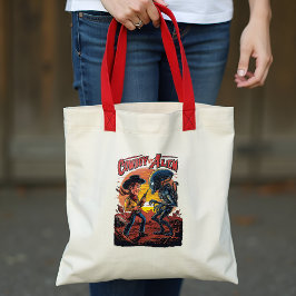 Bolsa Tote Confronto ao Pôr do Sol - Cowboy vs. Alien