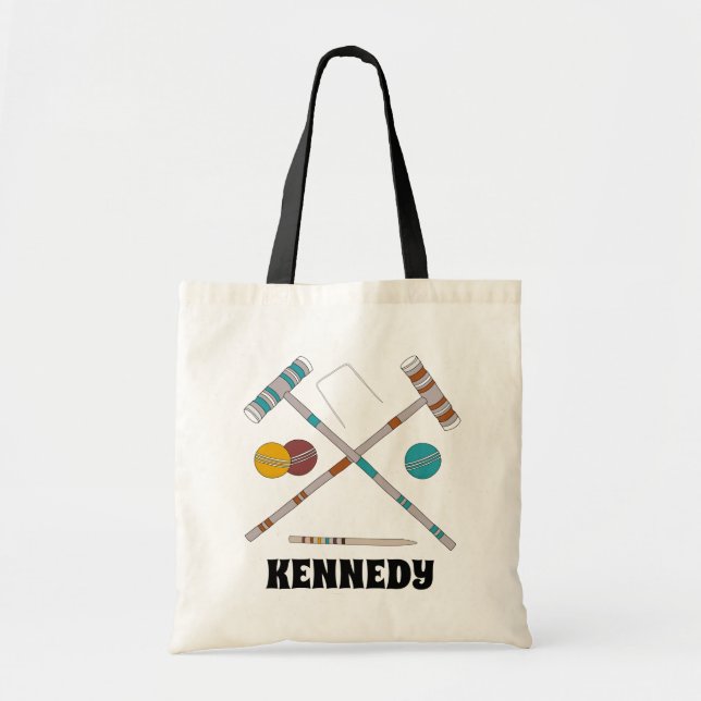 Bolsa Tote Conjunto Croquet, Jogos de Lâmina Personalizados (Frente)