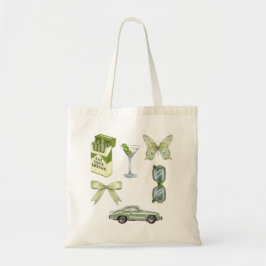 Bolsa Tote Conjunto de Adesivos Estética Green Coquette | Car