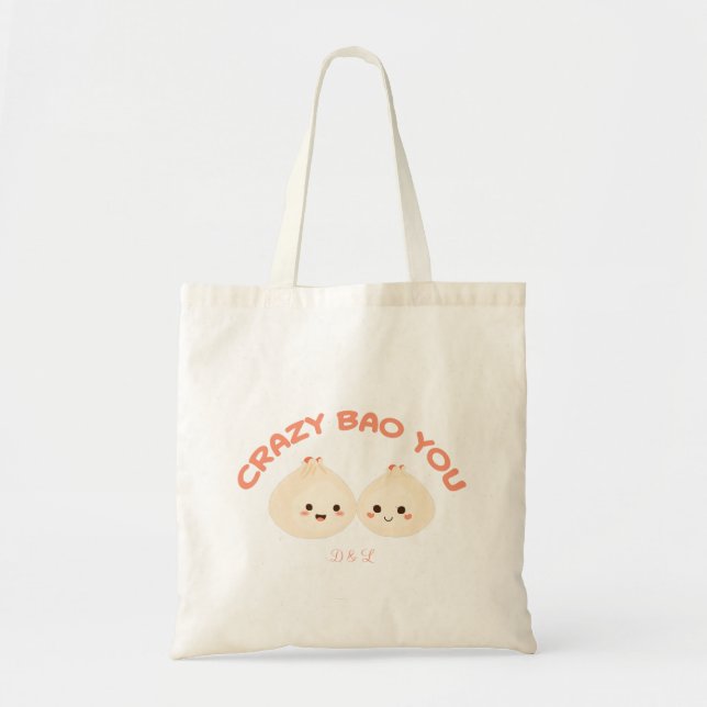 Bolsa Tote Conjunto de Almofada Crazy Bao You Cute Couple (Frente)