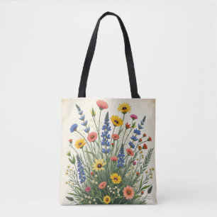 Bolsa Tote Conjunto de Flores Silvestres Mistas - AOP Botânic