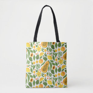 Bolsa Tote Conjunto de Frutas exóticas: Papaya, Lemon, Mango