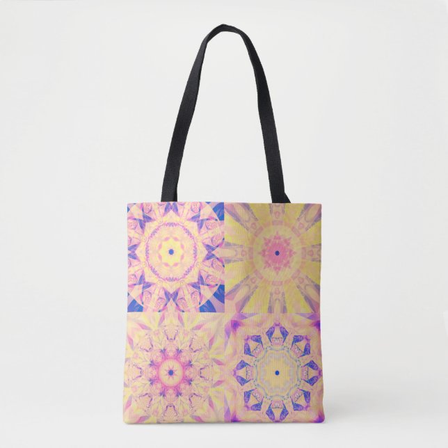 Bolsa Tote Conjunto de fundo abstrato colorido caleidoscópica (Frente)