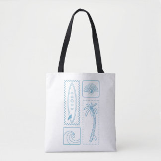 Bolsa Tote Conjunto de Ícones Minimalistas de Surf – Praia, P
