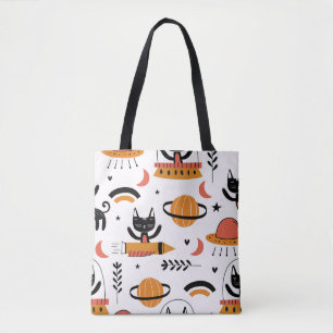 Bolsa Tote Conjunto de ilustrações bonitinhas de gatos vint