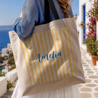 Bolsa Tote Conjunto de Noiva Moderno Amarelo Listrado para as