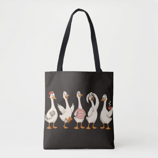 Bolsa Tote Conjunto de Personagens de Ganso Engraçado (Frente)