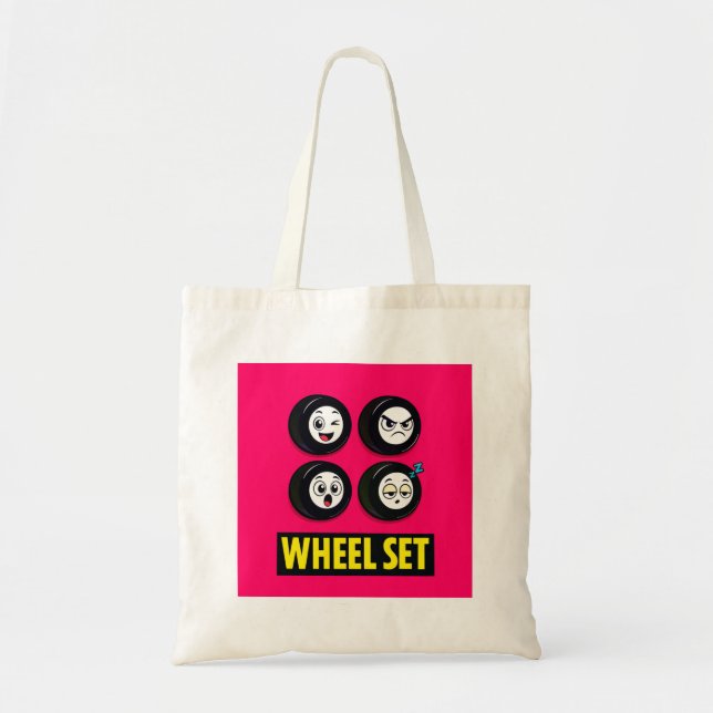 Bolsa Tote Conjunto de rodas de skate minimalista (Frente)
