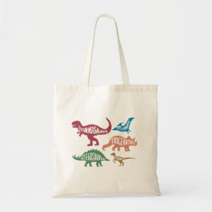 Bolsa Tote Conjunto de silhuetas de diferentes dinossauros