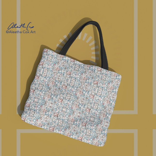 Bolsa Tote Conjuntor - círculos, retângulos e quadrados (Criador carregado)