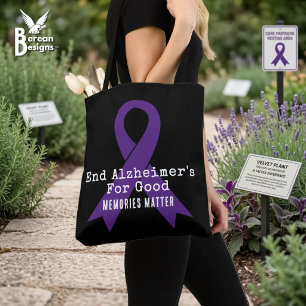 Bolsa Tote Conscientização da Doença de Alzheimer de Fim Pret