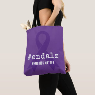 Bolsa Tote Conscientização sobre Alzheimer Hashtag Acabe com 