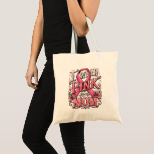 Bolsa Tote Conscientização sobre o Câncer de Mama Eu Uso Rosa