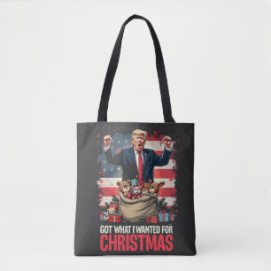 Bolsa Tote Consegui o que eu queria para Papais noeis de Nata