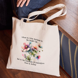 Bolsa Tote Conselheiros Florais em Aquarela Rosa e Azul Marin