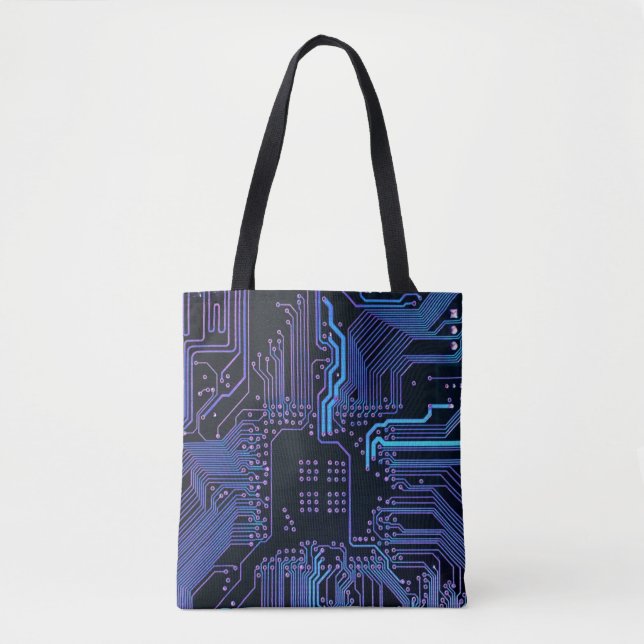 Bolsa Tote Conselho Nerd de saída PCB Blue Electronic Circuit (Frente)
