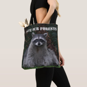 Bolsa Tote Conservação da Floresta de Foto de Raccoon Wildlif