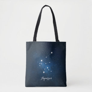 Bolsa Tote Constelação de Símbolo Zodiac Azul Aquário