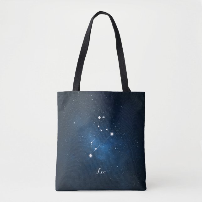 Bolsa Tote Constelação de Sinal Zodiac de Leo Azul (Frente)