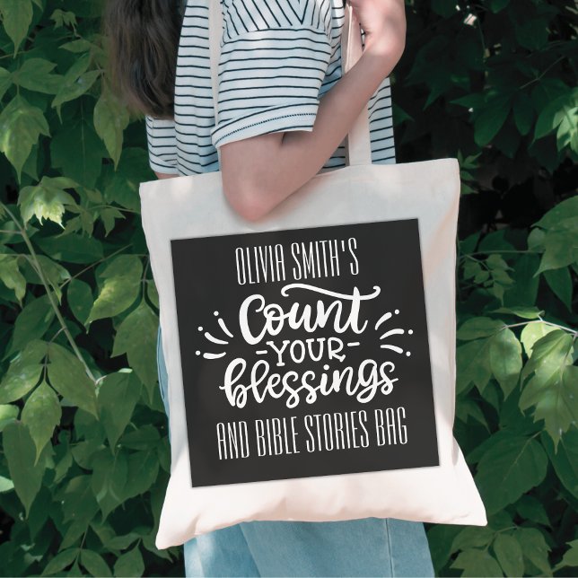 Bolsa Tote Contar as Bênçãos Saco da Igreja VBS Nome da Crian (Criador carregado)