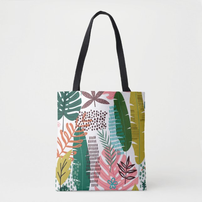 Bolsa Tote Contexto tropical sem costura com Monstera (Frente)