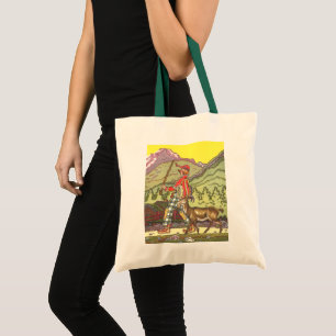 Bolsa Tote Conto de Fadas Vintage, Menino e Vento Norte, Haum
