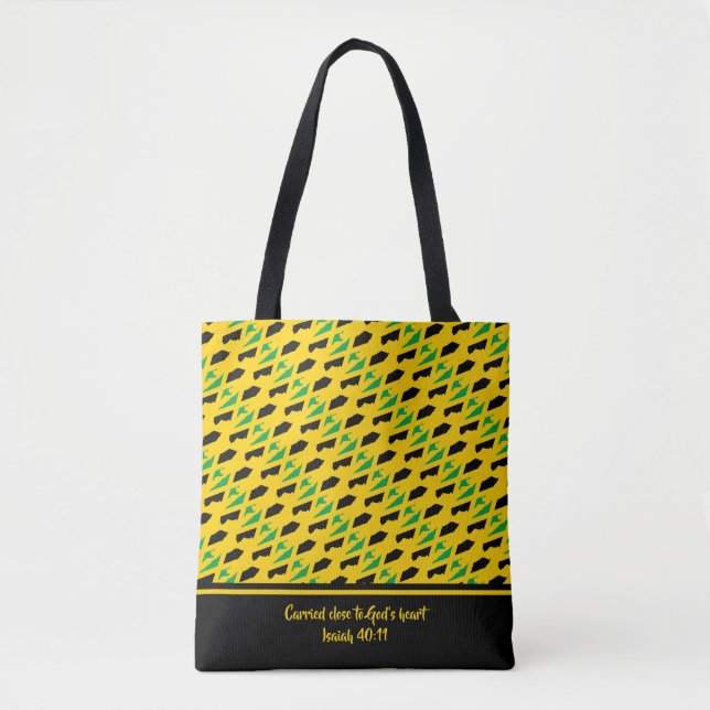 Bolsa Tote Contorno do Mapa JAMAICA | Escritura Cristã | AMAR (Frente)