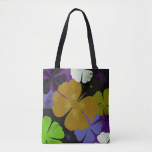 Bolsa Tote Contraste de Flor Dourada – Afirmação Floral Ousad