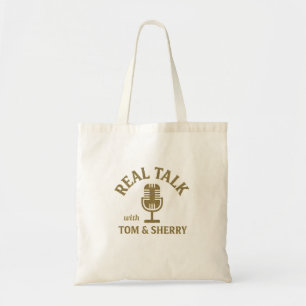 Bolsa Tote Conversar com Tom e Sherry Podcast Tote Bag