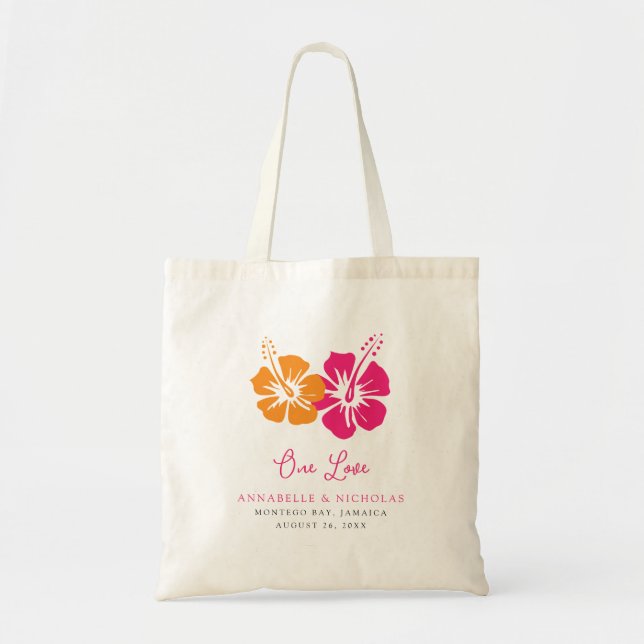 Bolsa Tote Convidado de Casamento de Flores Tropicais de Hibi (Frente)