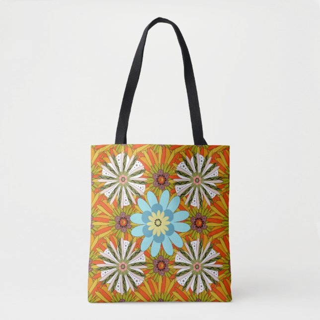 Bolsa Tote Convite de casamento. fundo floral abstrato. Ab (Frente)
