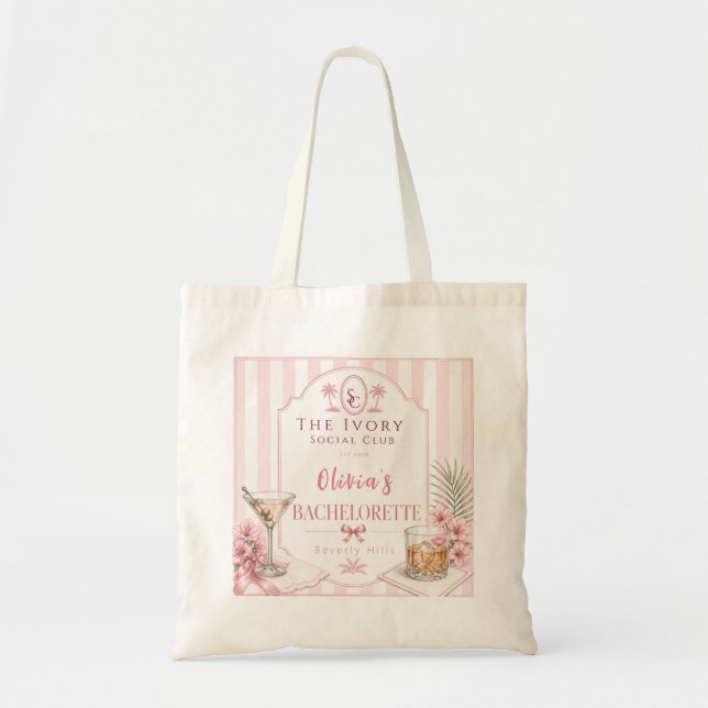 Bolsa Tote Convite de despedida de solteira rosa Lux personal (Frente)