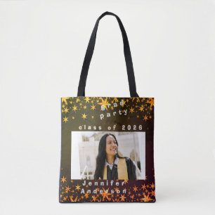 Bolsa Tote convite elegante azul e dourado
