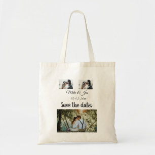 Bolsa Tote convite simples minimalista de colagem de fotos pa