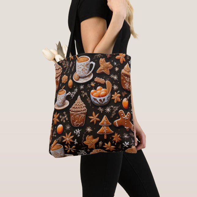 BOLSA TOTE COOKES DE GINGERBREAD DE CHRISTMAS DE LARANJA DE T (Close Up)