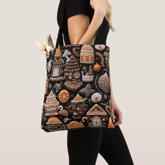 BOLSA TOTE COOKES DE GINGERBREAD DE CHRISTMAS DE LARANJA DE T (Close Up)