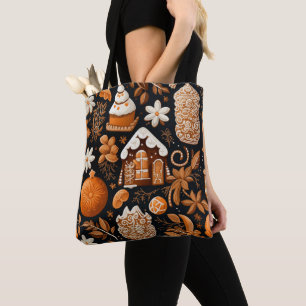BOLSA TOTE COOKES DE GINGERBREAD DE CHRISTMAS DE LARANJA DE T
