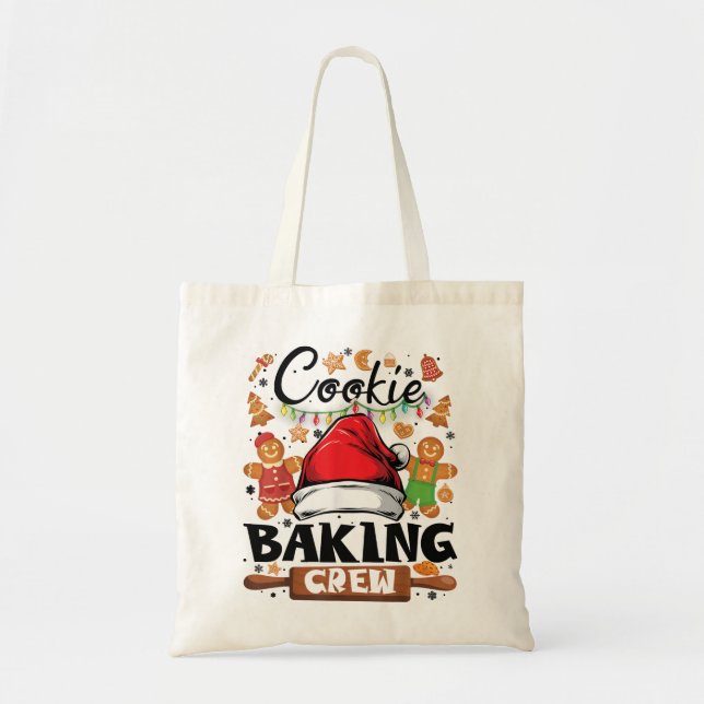 Bolsa Tote Cookie Baking Crew Camisa Natal Família Gingerbr (Frente)