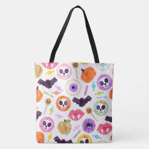 Bolsa Tote Cookies de Halloween de Aquarela Patterno Spooky B