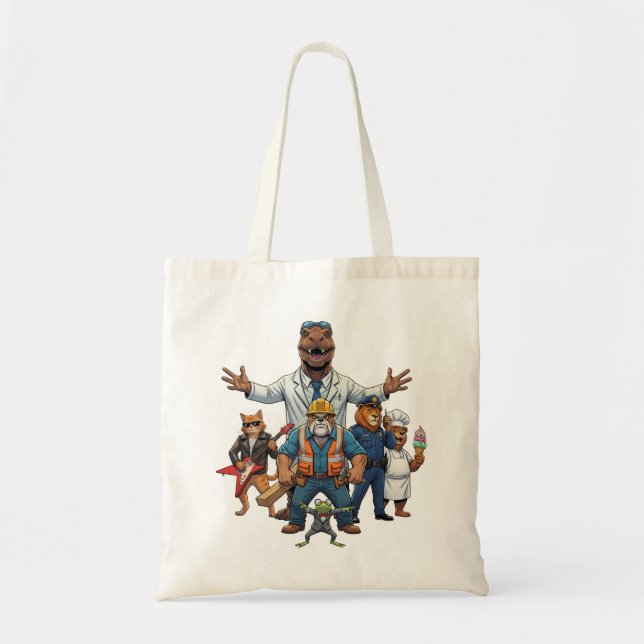 Bolsa Tote Cool Animals Squad Kids Valentine Classroom Exchan (Frente)