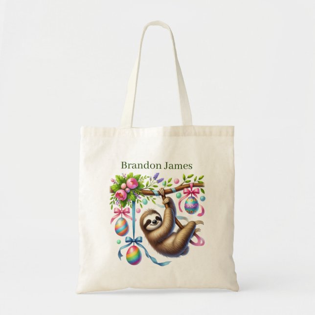 Bolsa Tote Cool Easter sloth add name  (Frente)