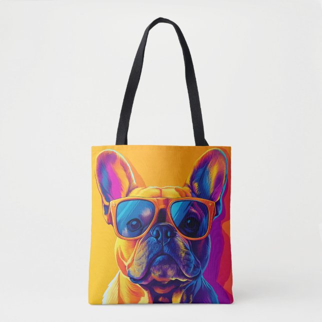 Bolsa Tote Cool French bulldog dog with sunglasses (Frente)