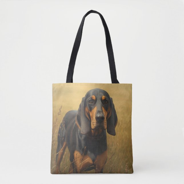 Bolsa Tote Coonhound Preto e Castanho (Frente)